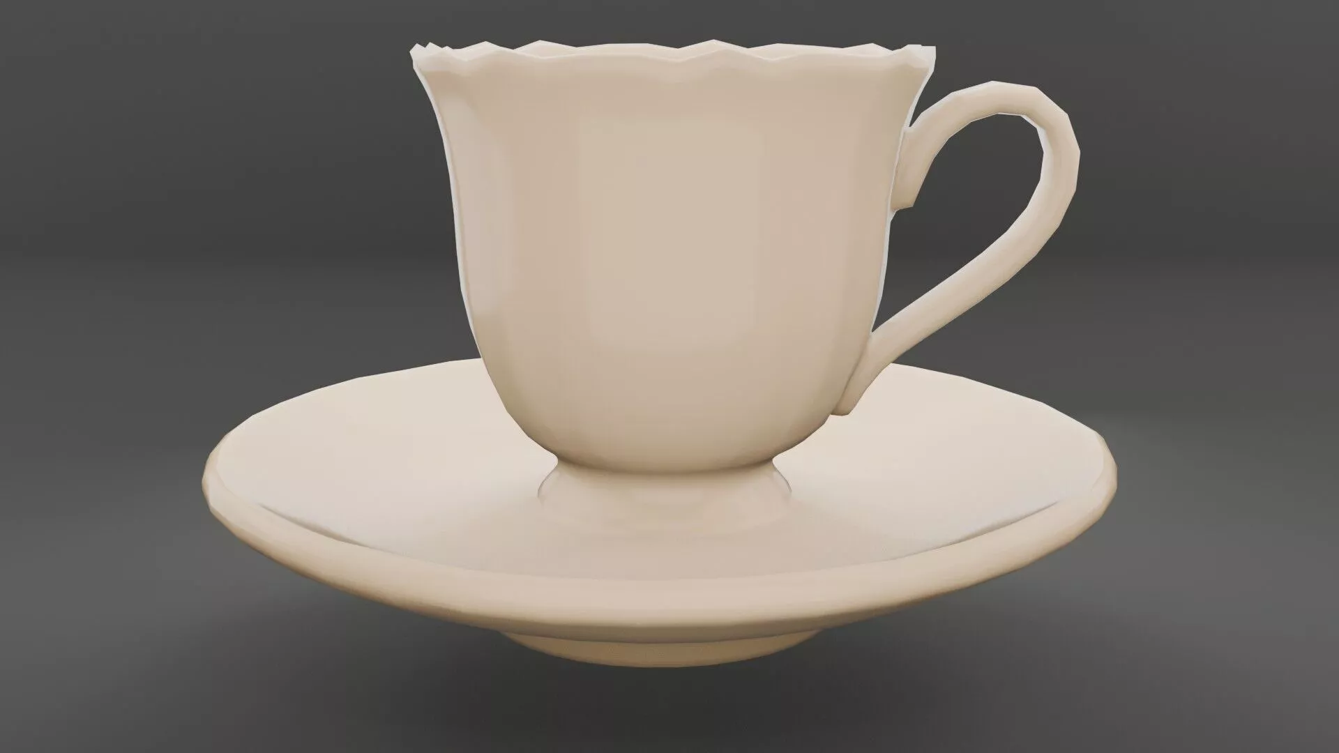 Teacup with saucer Low-poly 3D model