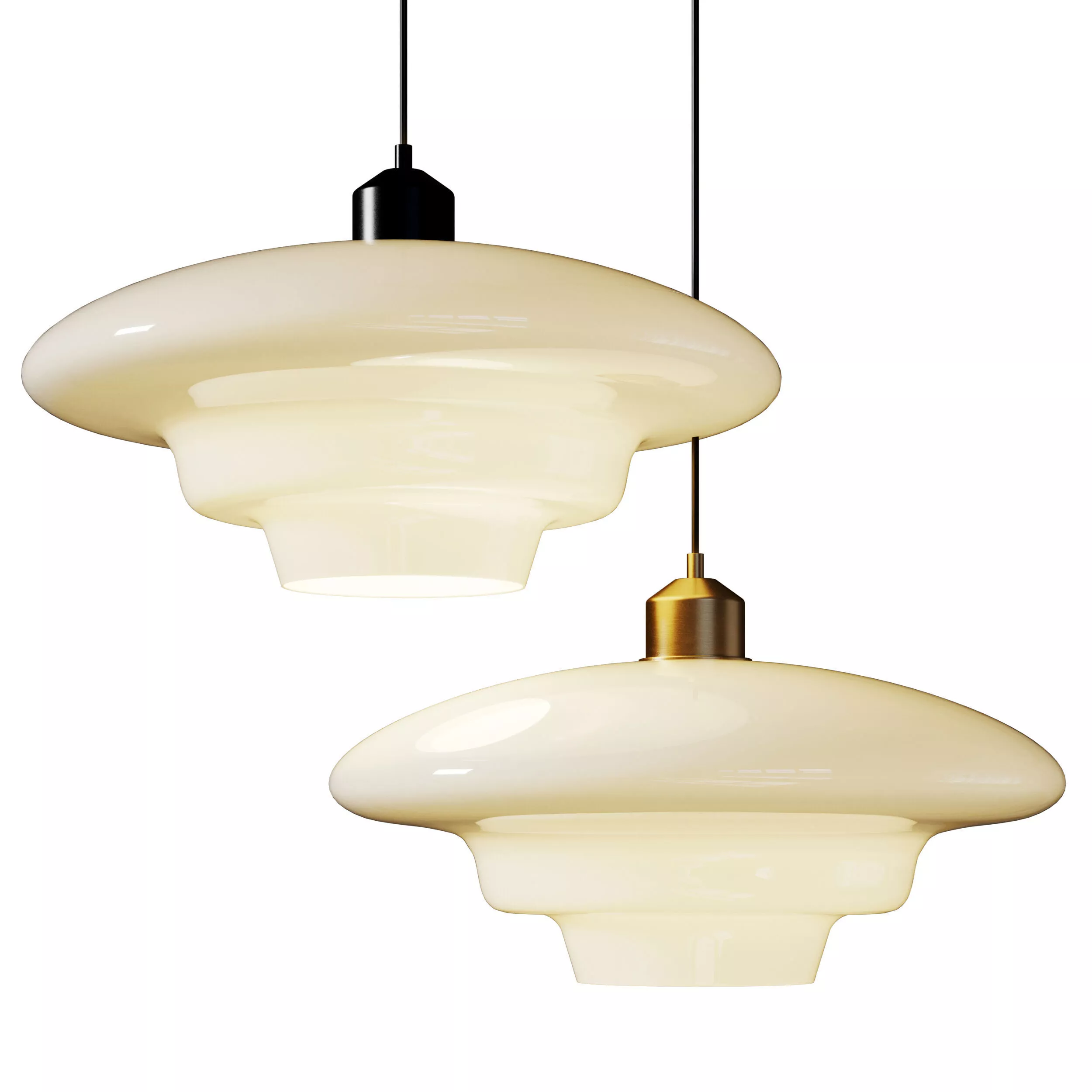 Mid Century Art Milk White Glass Pendant Light Low-poly 3D model