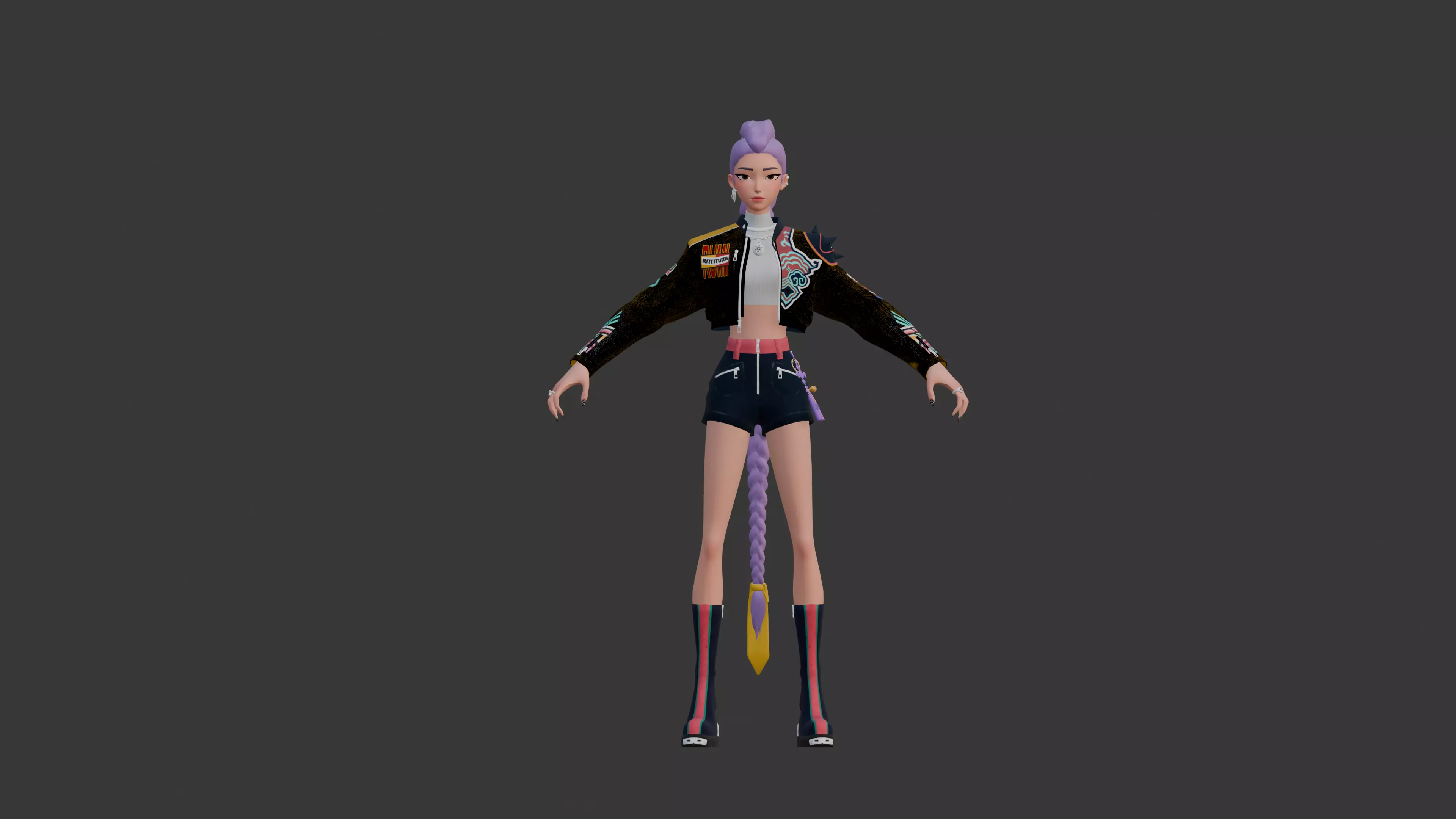 rumi-kpop-demon-hunters-x-fortnite 3d stylized character Low-poly 3D model