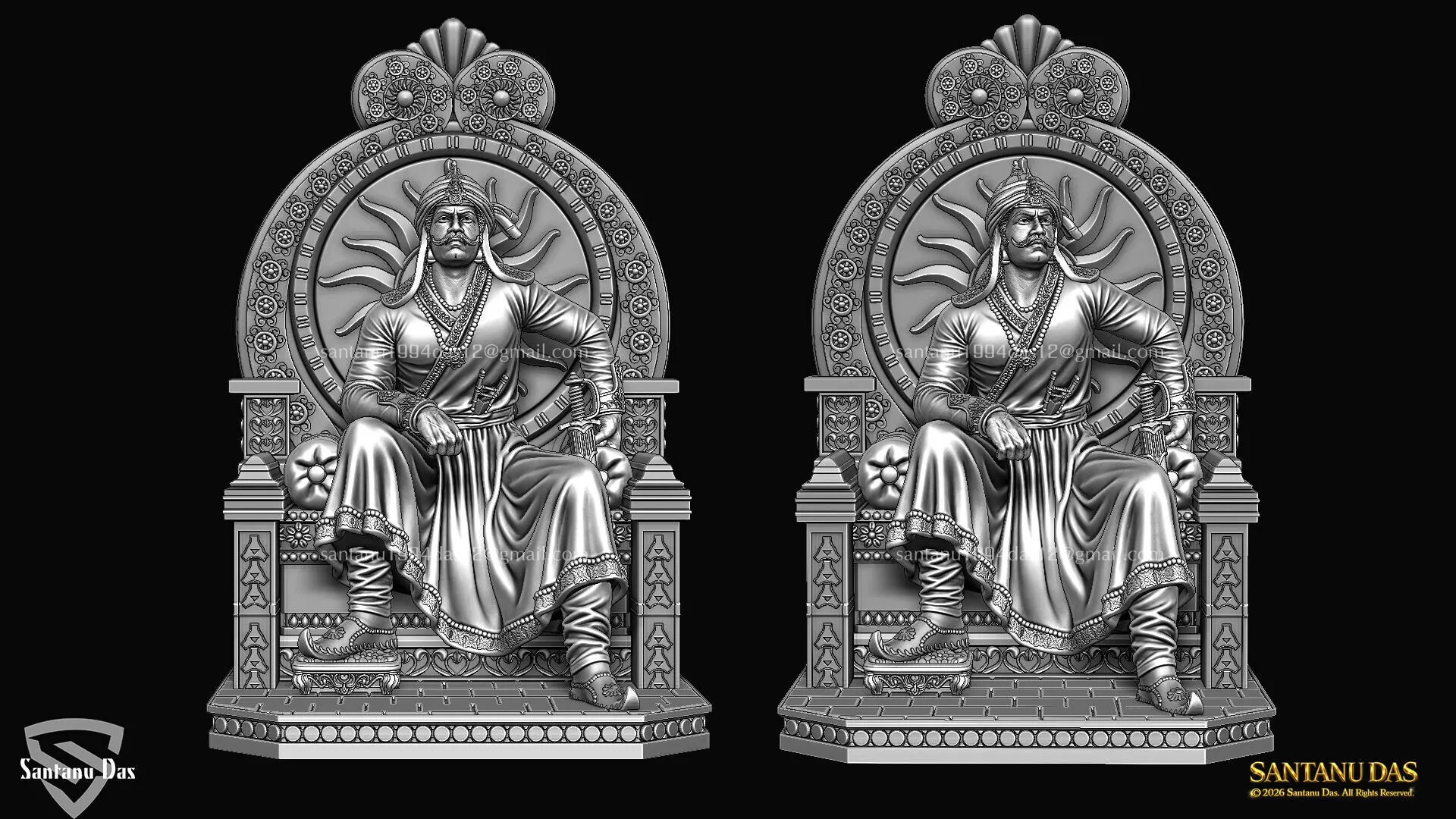 Maha Rana Protap on Throne 3D print model