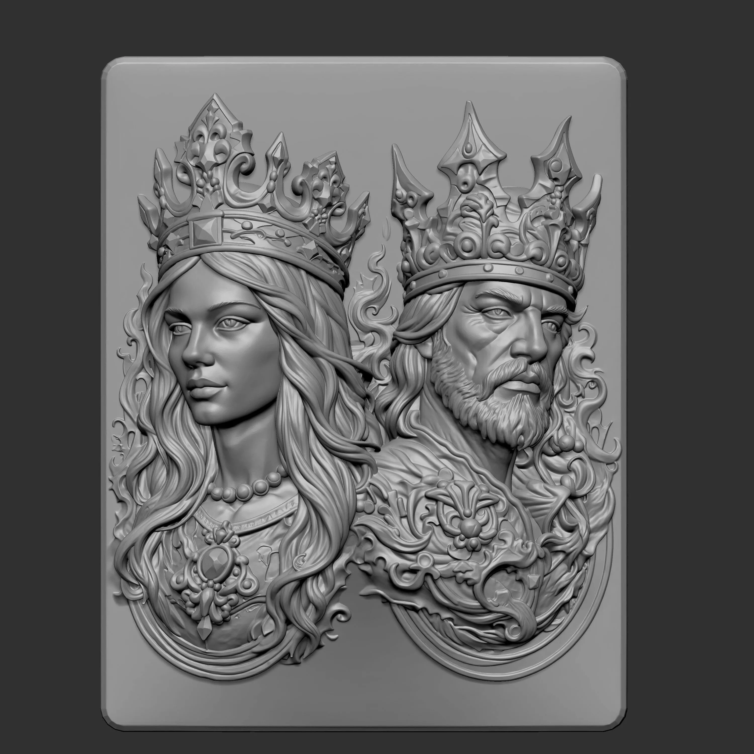 3d sculpture King and a Queen 3D print model