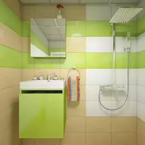 Bathroom with tiled walls