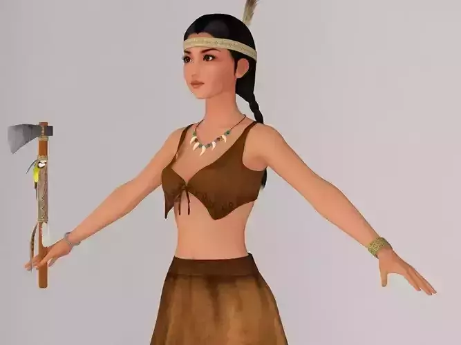 T pose nonrigged model of Native American girl Aiyana 3D model