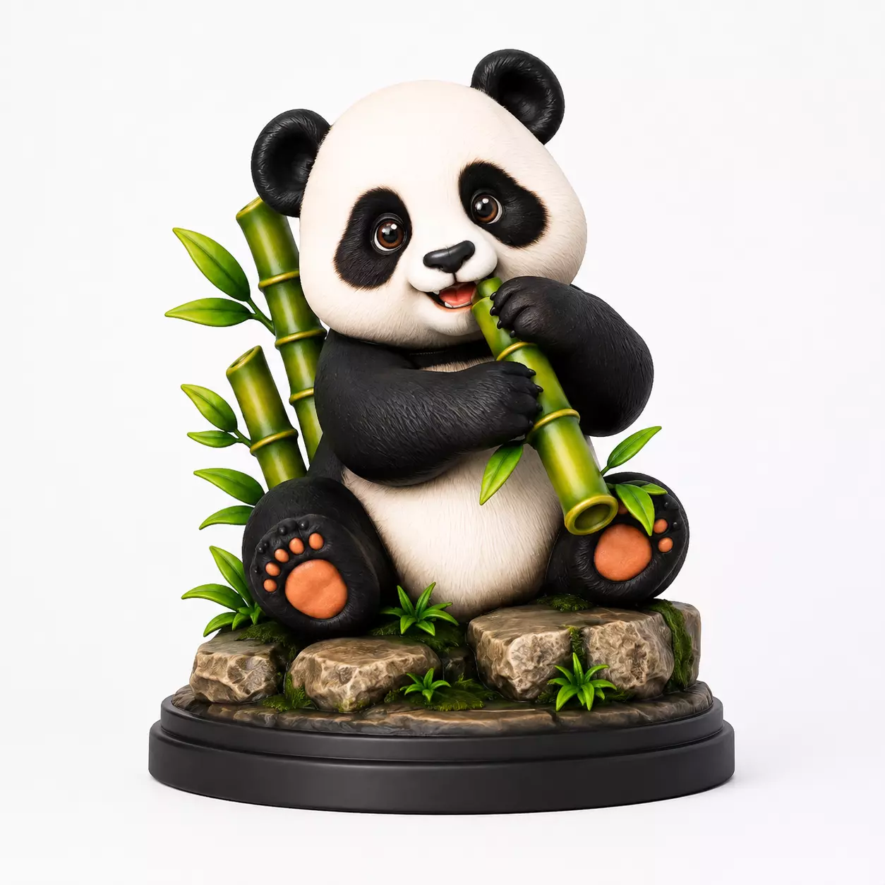 Cute Panda Eating Bamboo 3D Model 3D print model