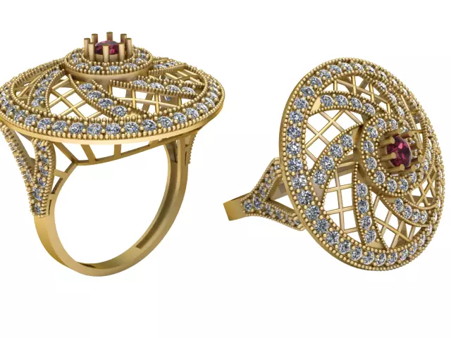 Ruby Diamond Filigree Ring 3D print model
