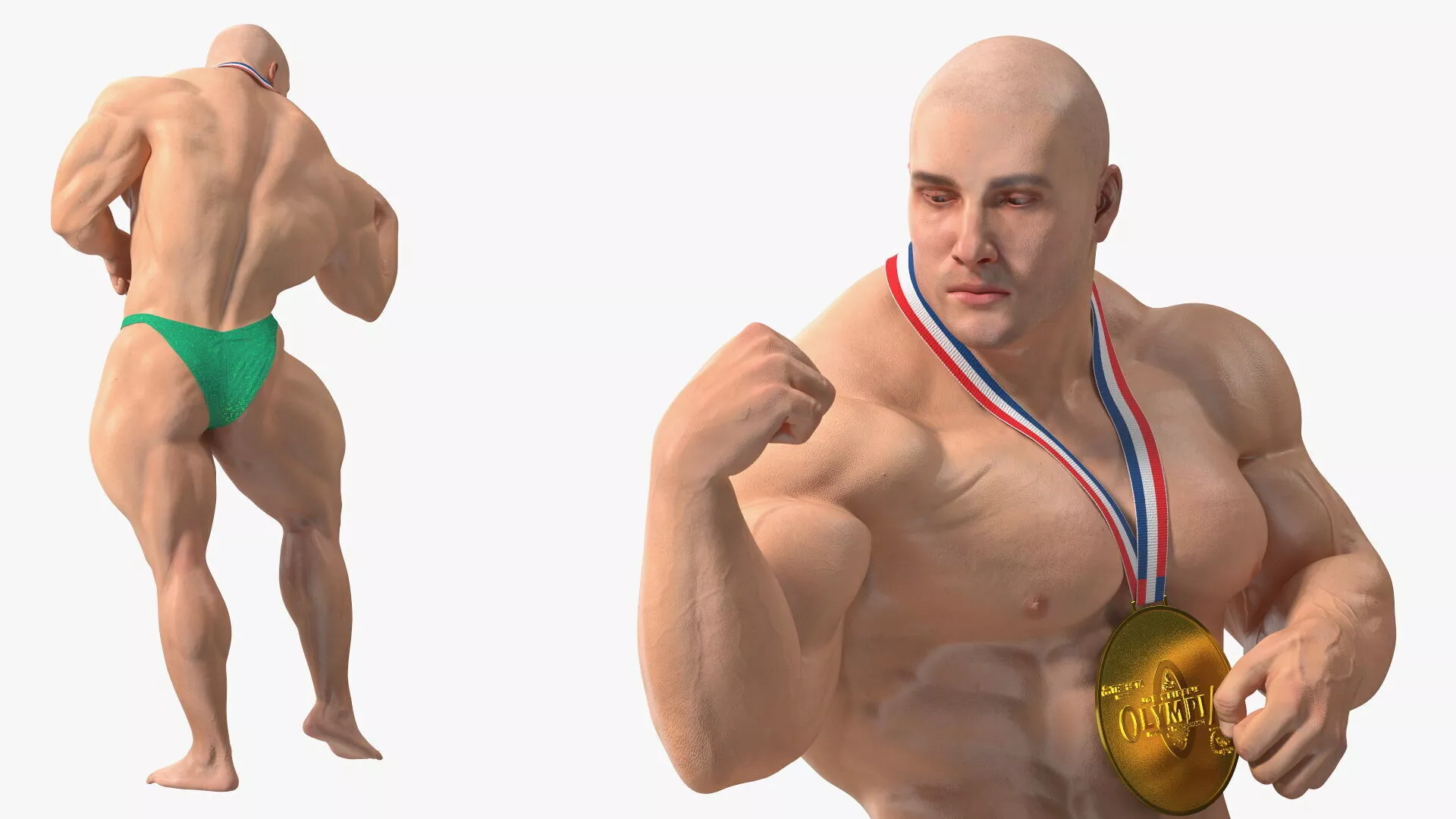 Bodybuilder Fitness Man Flexing Pose 3D model