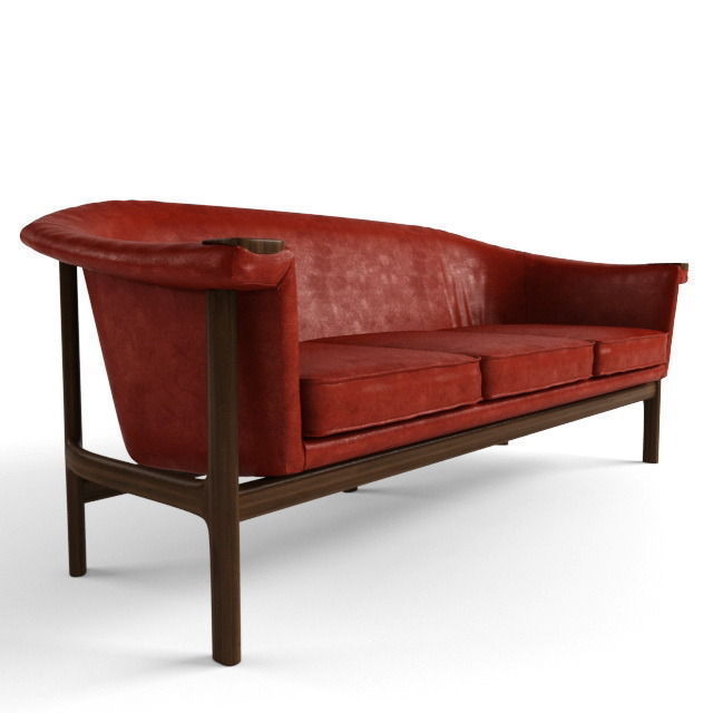 Red sofa 3D model_3