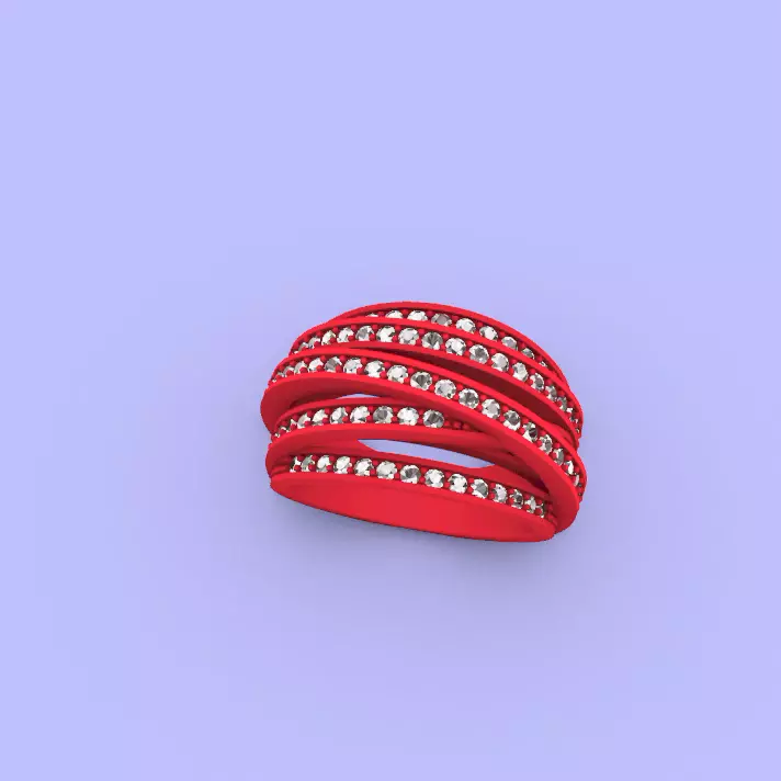 Multi-Row Channel Set Crossover Ring 3D print model
