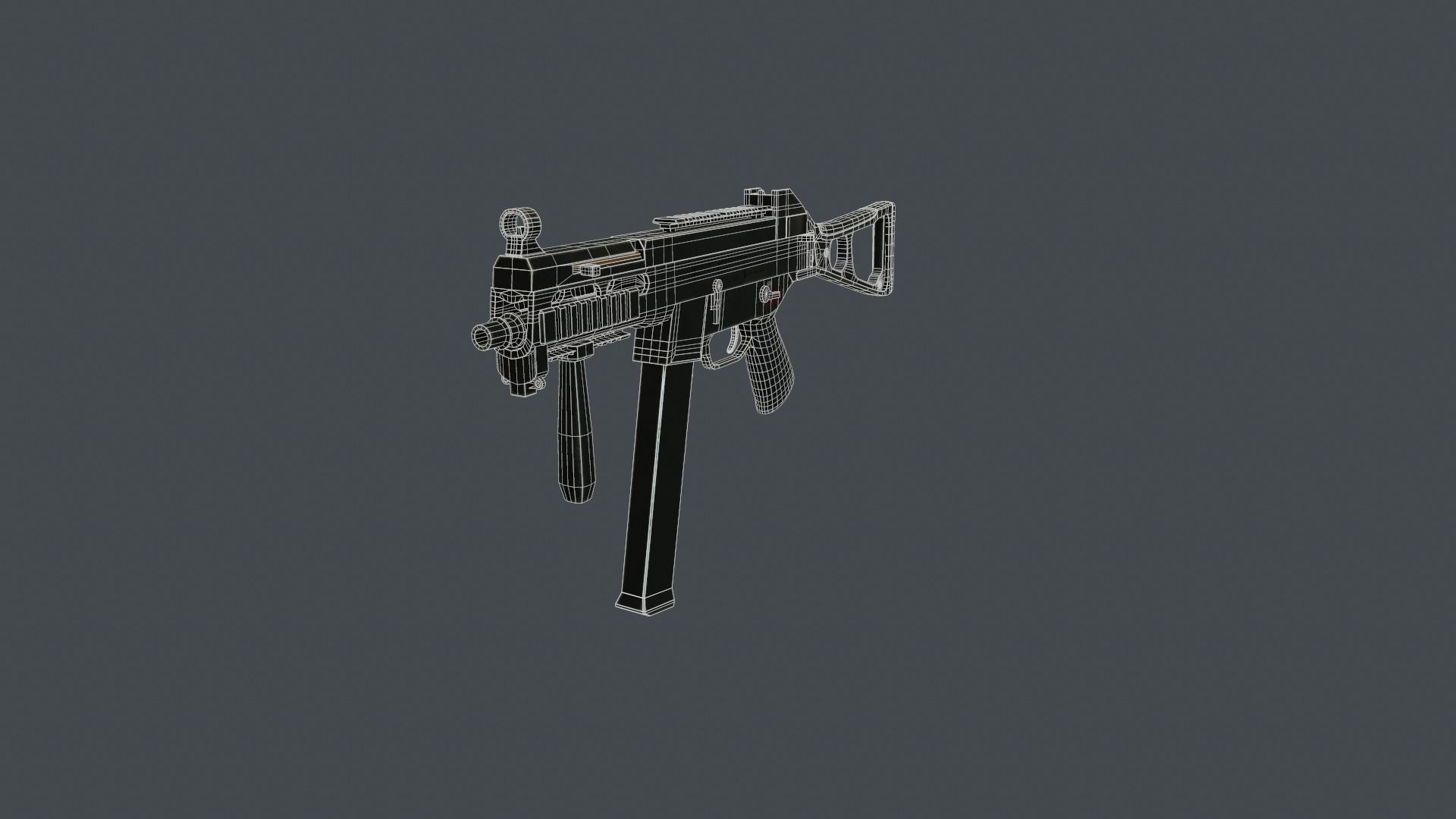 UMP-45 gun Low-poly 3D model_9