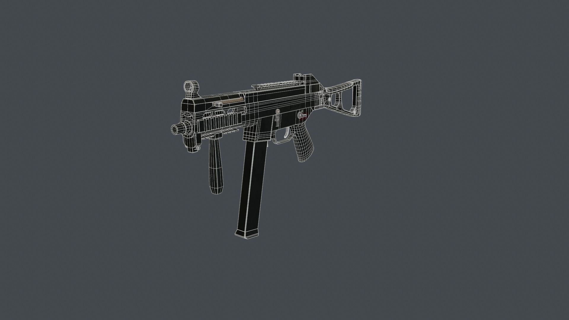 UMP-45 gun Low-poly 3D model_8