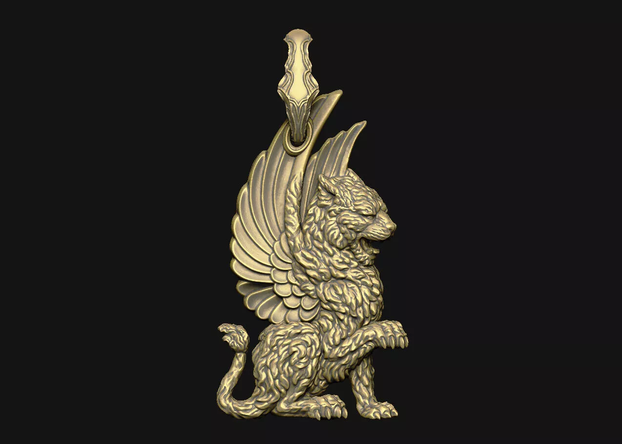winged-lion lion-pendant mythical-beast fantasy-creature 3D print model