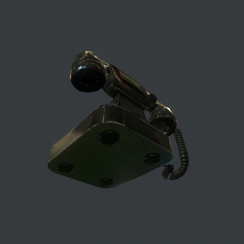 Old Retro phone pbr Low-poly 3D model_7