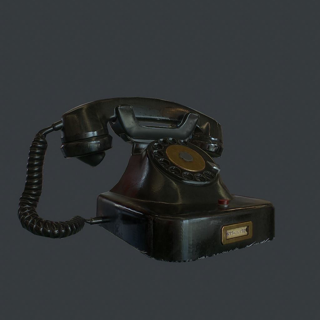 Old Retro phone pbr Low-poly 3D model_2