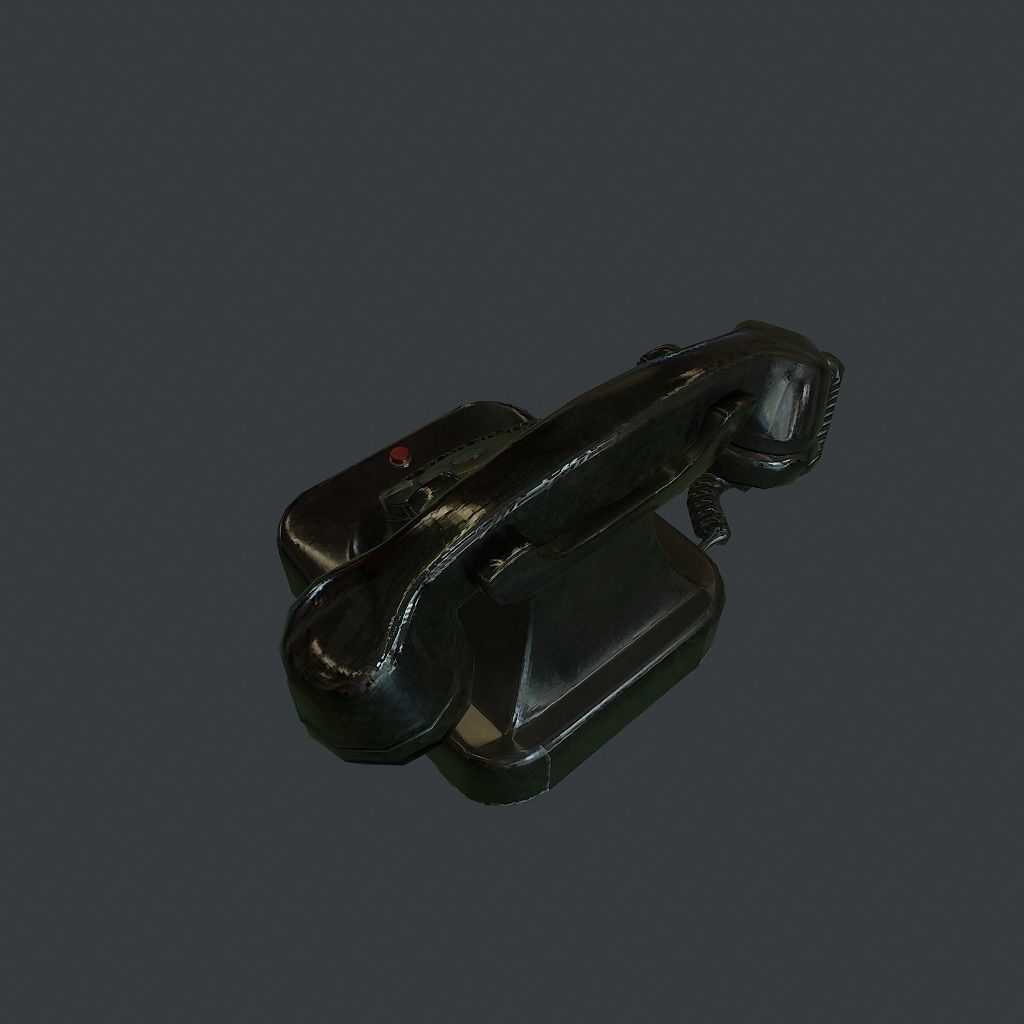 Old Retro phone pbr Low-poly 3D model_5