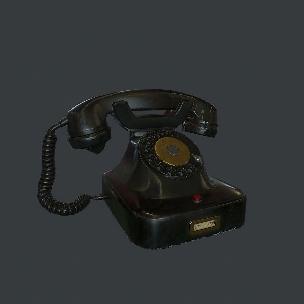 Old Retro phone pbr Low-poly 3D model_0