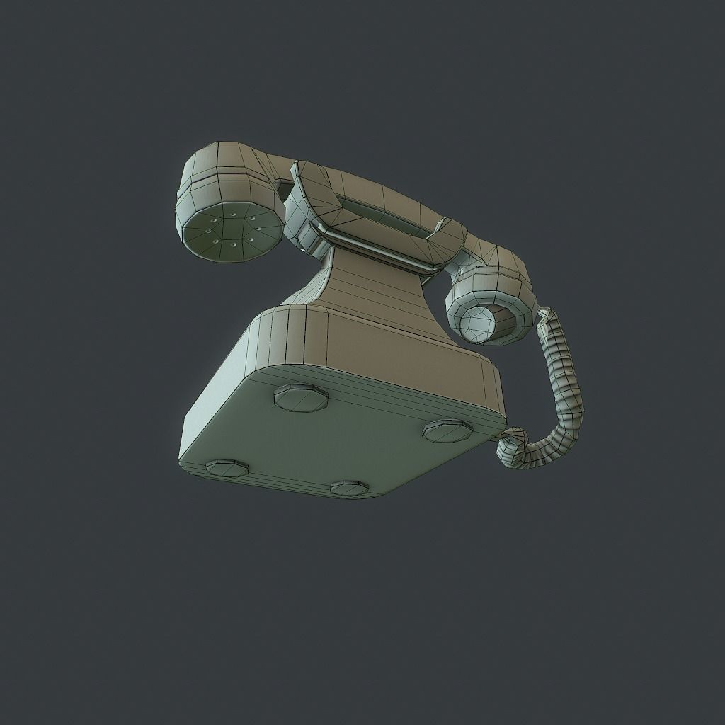 Old Retro phone pbr Low-poly 3D model_12