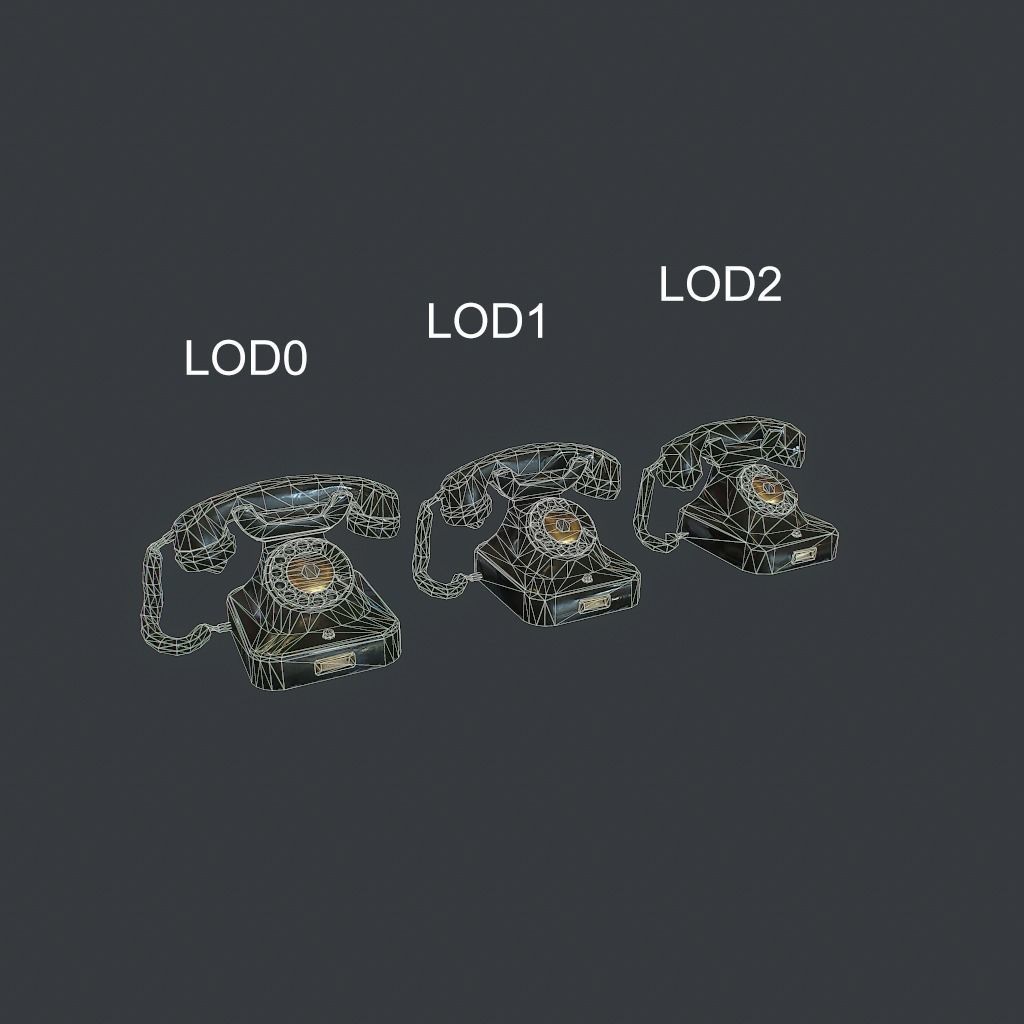 Old Retro phone pbr Low-poly 3D model_8