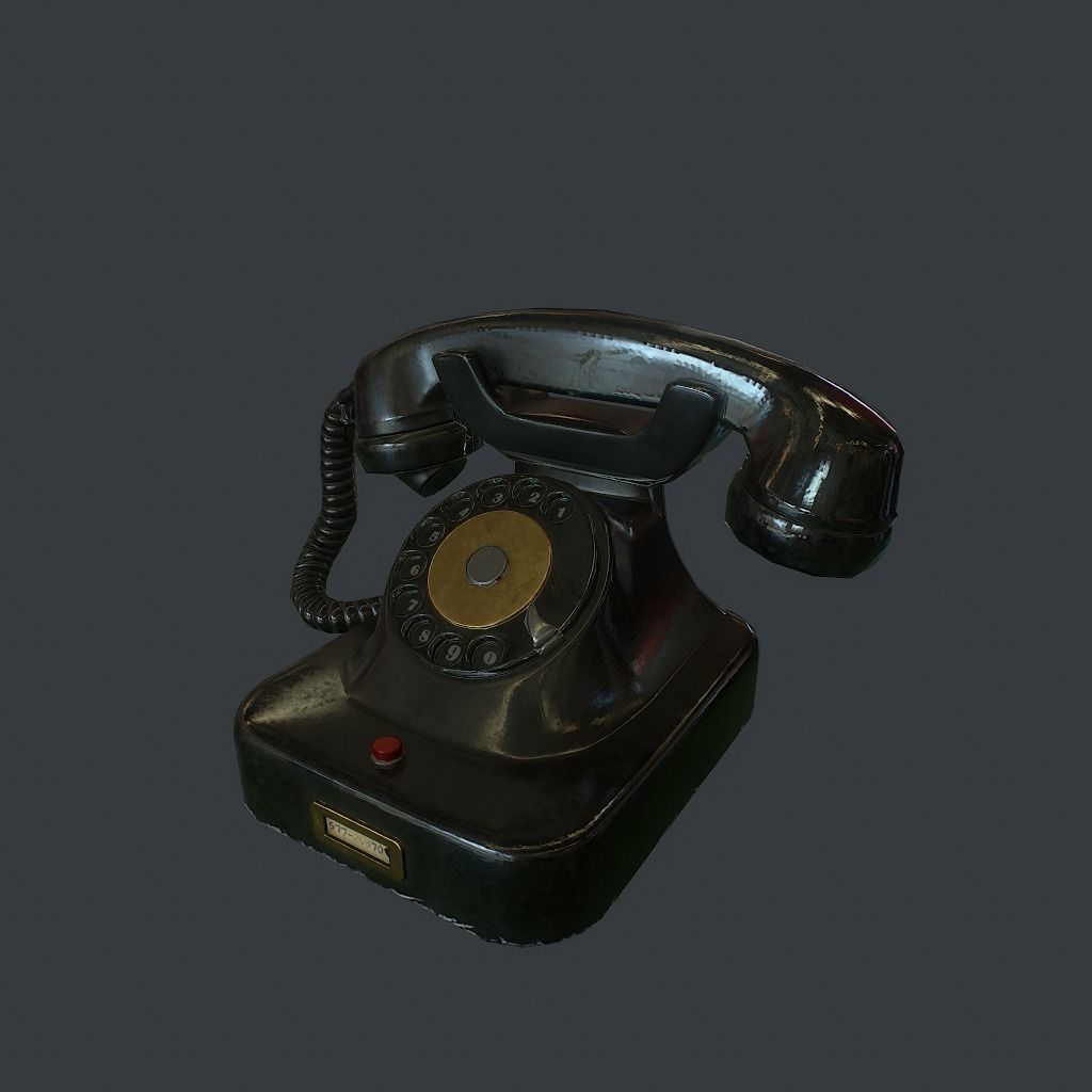 Old Retro phone pbr Low-poly 3D model_3