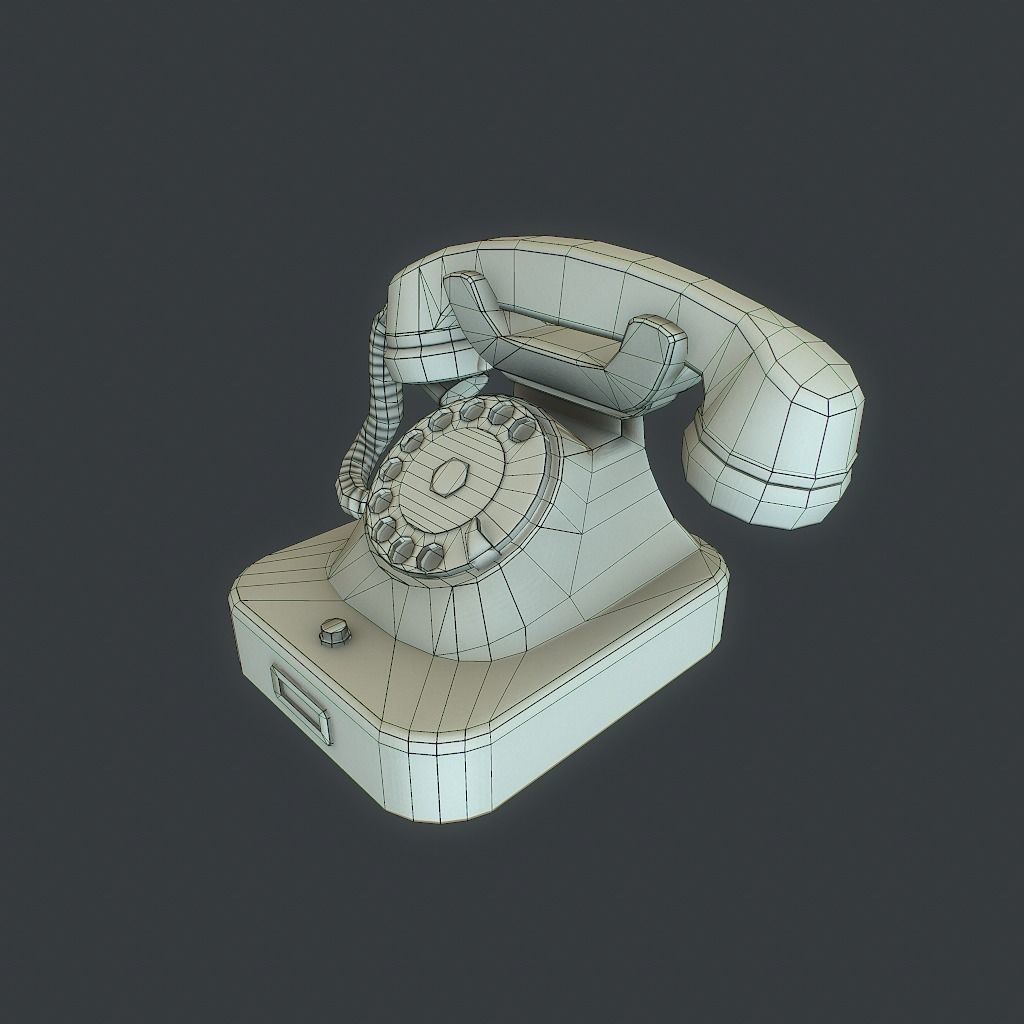 Old Retro phone pbr Low-poly 3D model_9