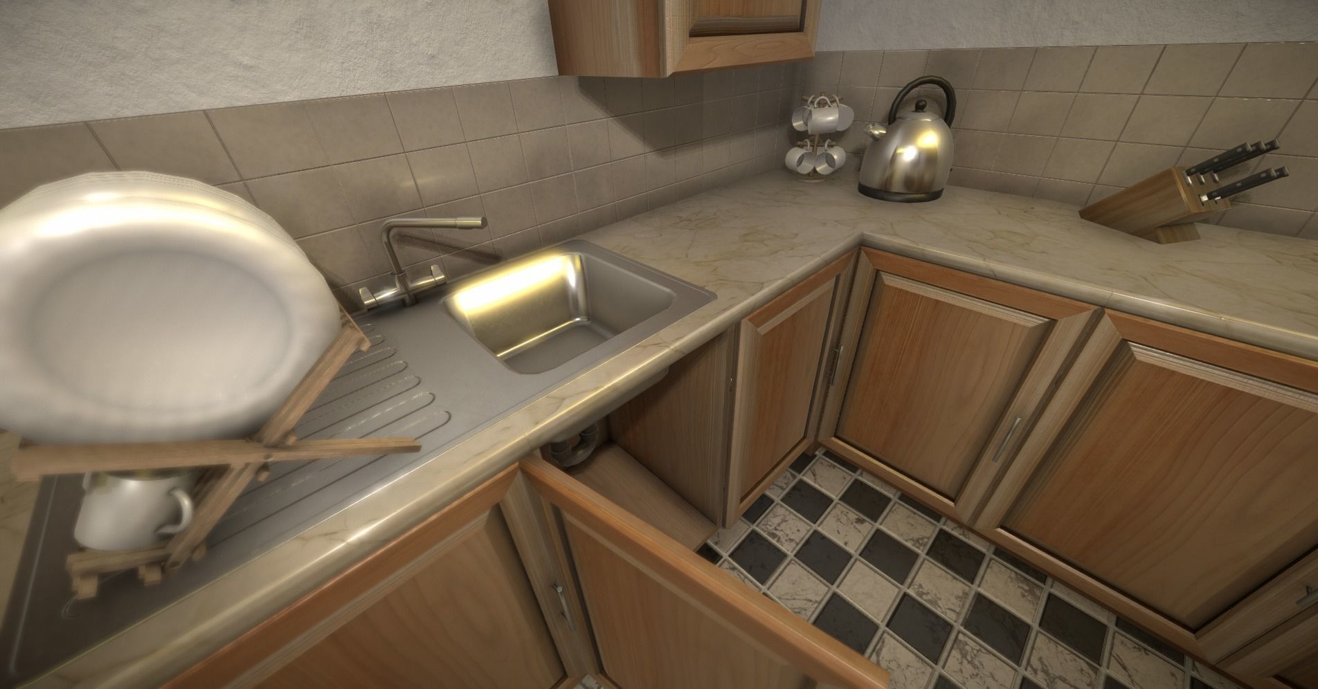 Apartment Kitchen for Unity Low-poly 3D model_1