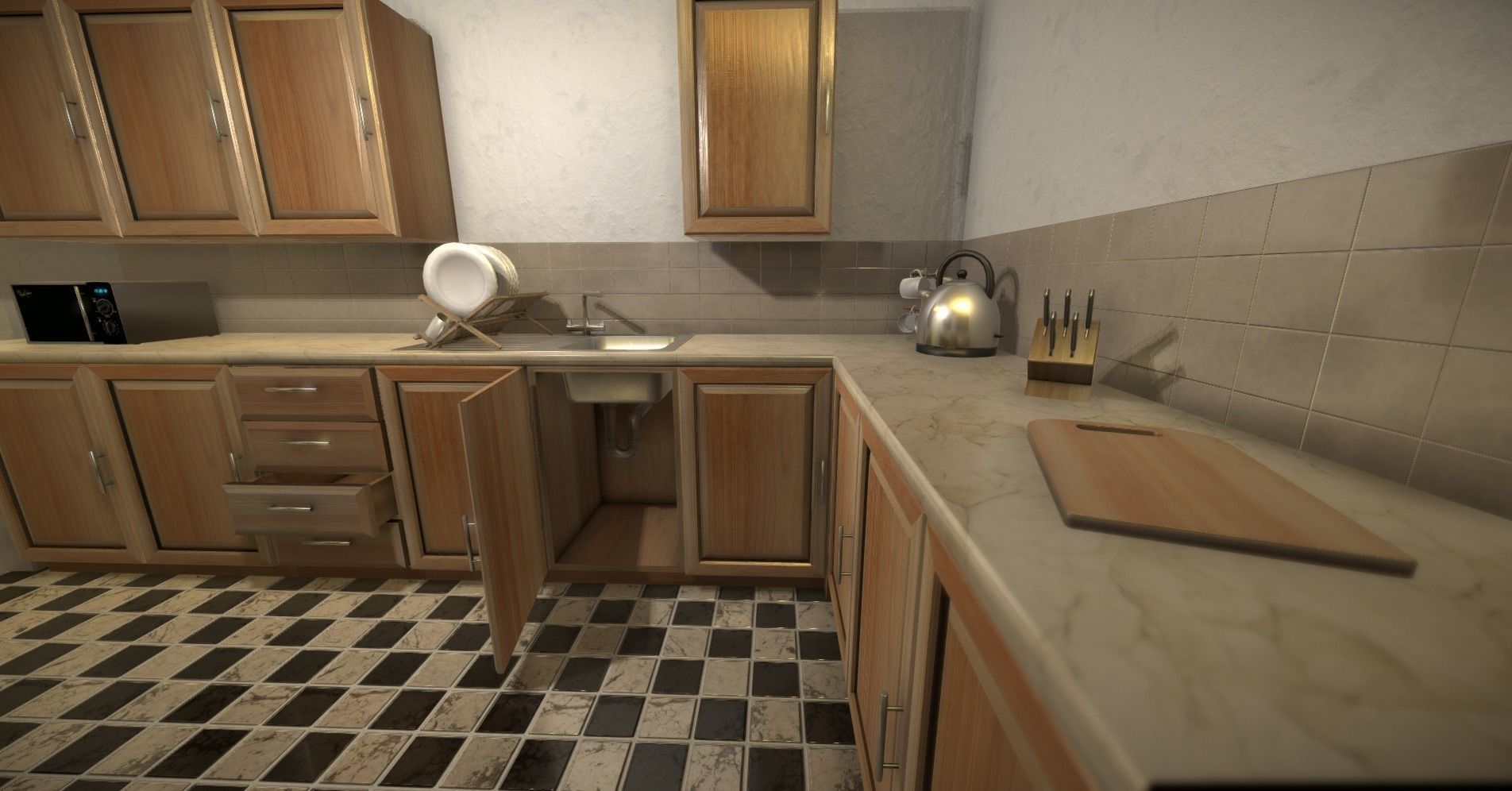 Apartment Kitchen for Unity Low-poly 3D model_2