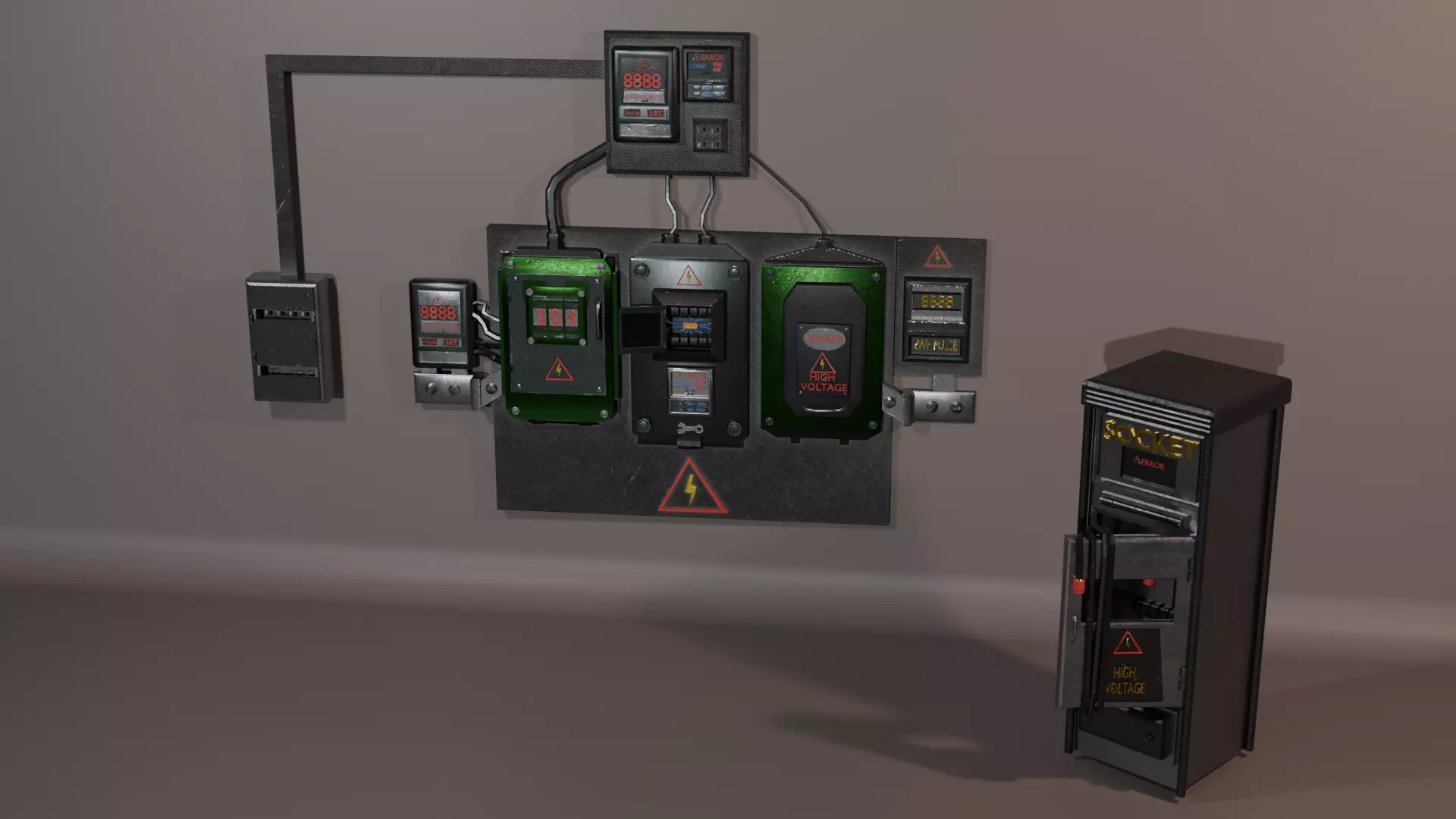 Electrical Control Panel - Power Distribution System Low-poly 3D model