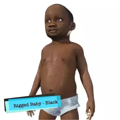 Baby Character Rigged Realistic - Black Low-poly 3D model