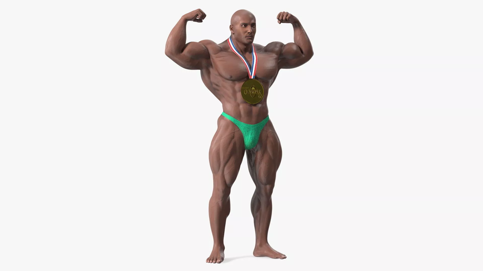 Champion Afro American Bodybuilder Man Rigged 3D model