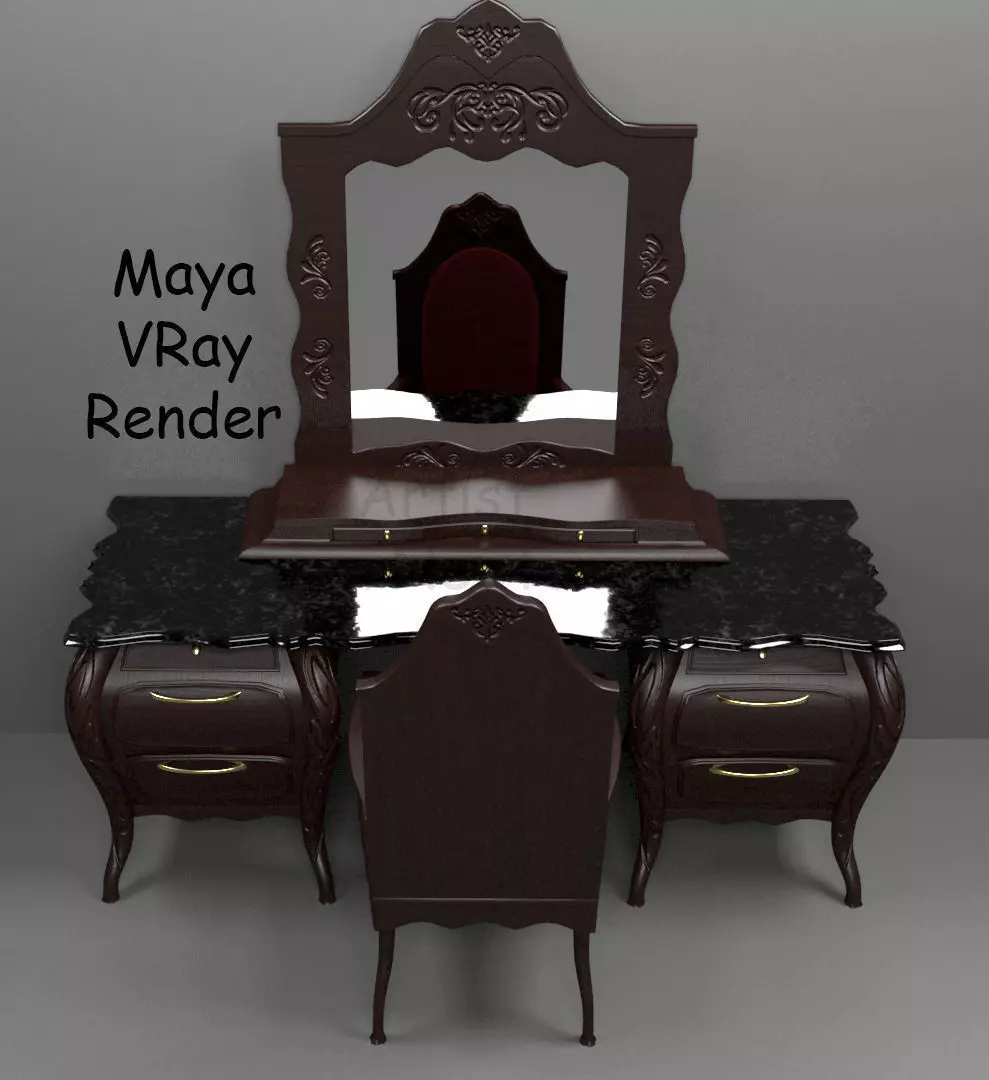 Vanity Set maya vray renderer 3D model_0