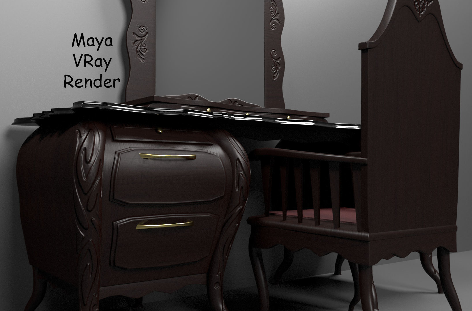 Vanity Set maya vray renderer 3D model_2