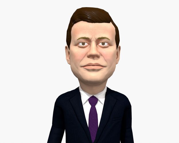 JFK caricature low poly rigged pbr  Low-poly 3D model