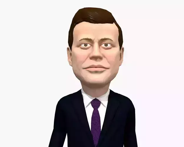 JFK caricature low poly rigged pbr  Low-poly 3D model