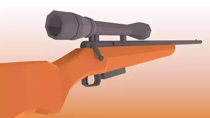 Low-Poly Bolt Action Rifle Low-poly 3D model