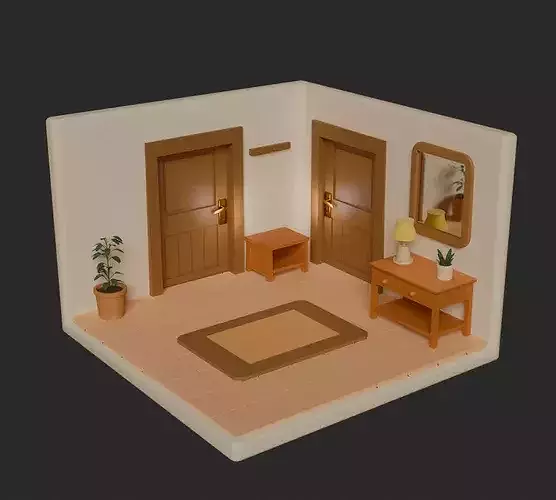 Stylized Hallway Entrance Interior - Game Ready