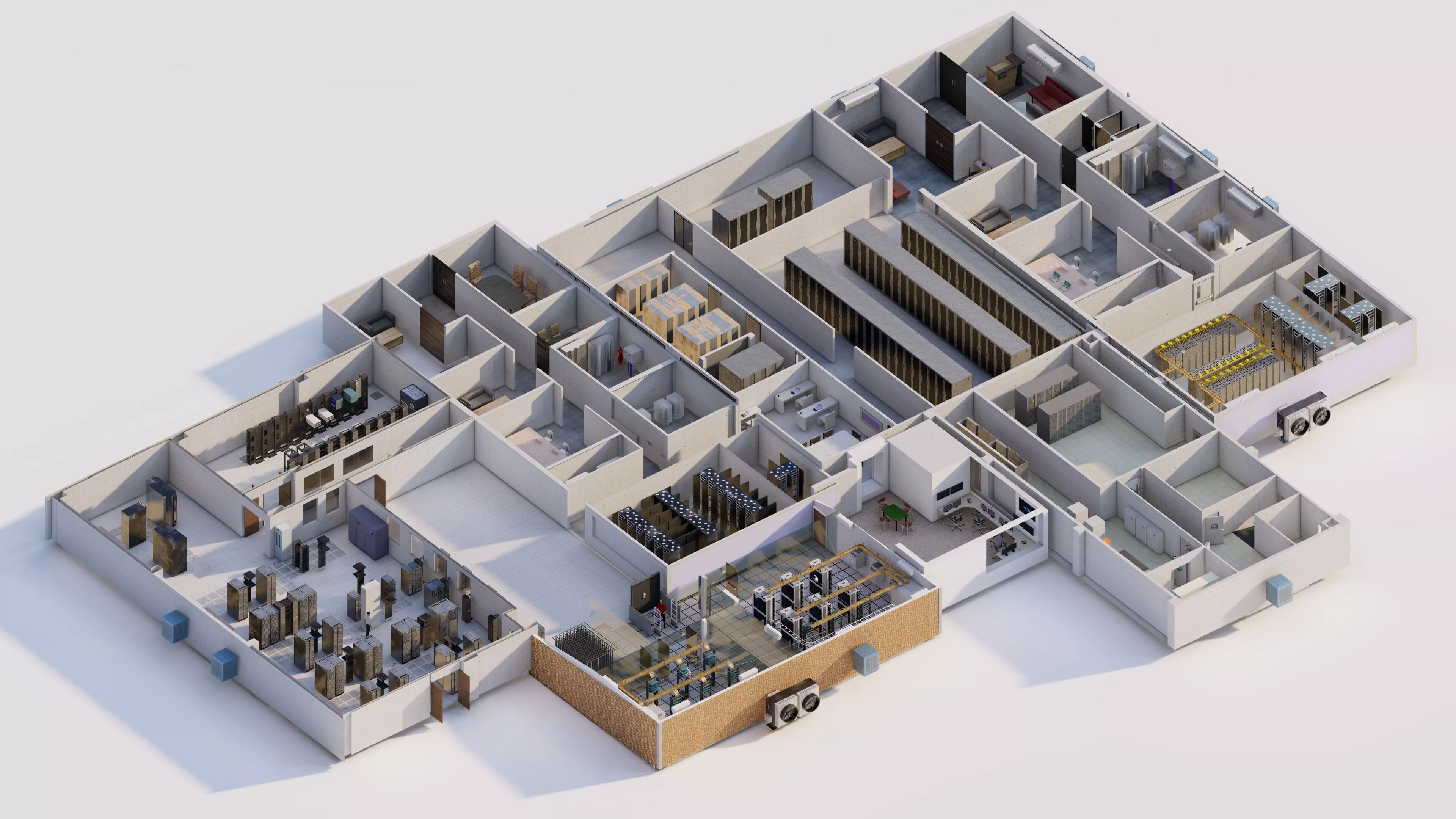 Data Center With Interior-Huge Data Center-Data Center 3D model