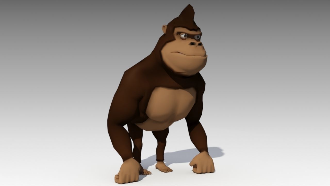 Gorilla Toon Animated Low-poly 3D model_4