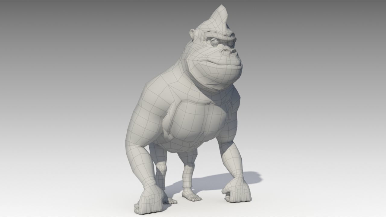 Gorilla Toon Animated Low-poly 3D model_5