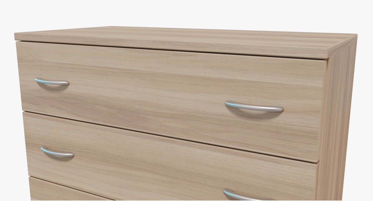 Commode three chests of drawers Low-poly 3D model_2