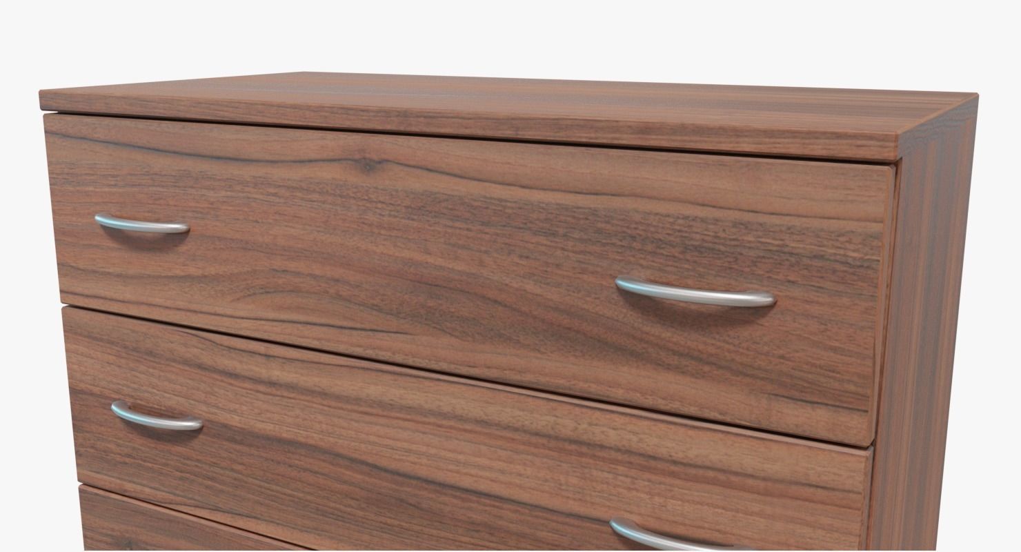 Commode three chests of drawers Low-poly 3D model_4