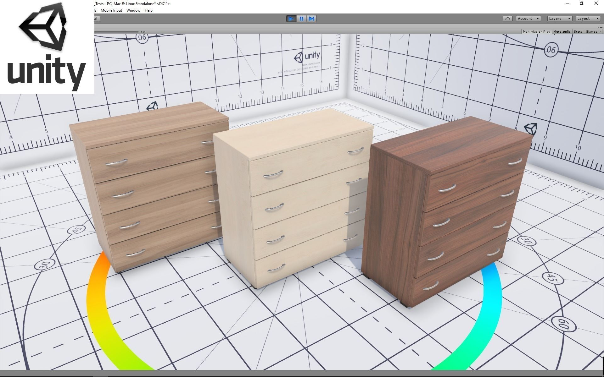 Commode three chests of drawers Low-poly 3D model_7