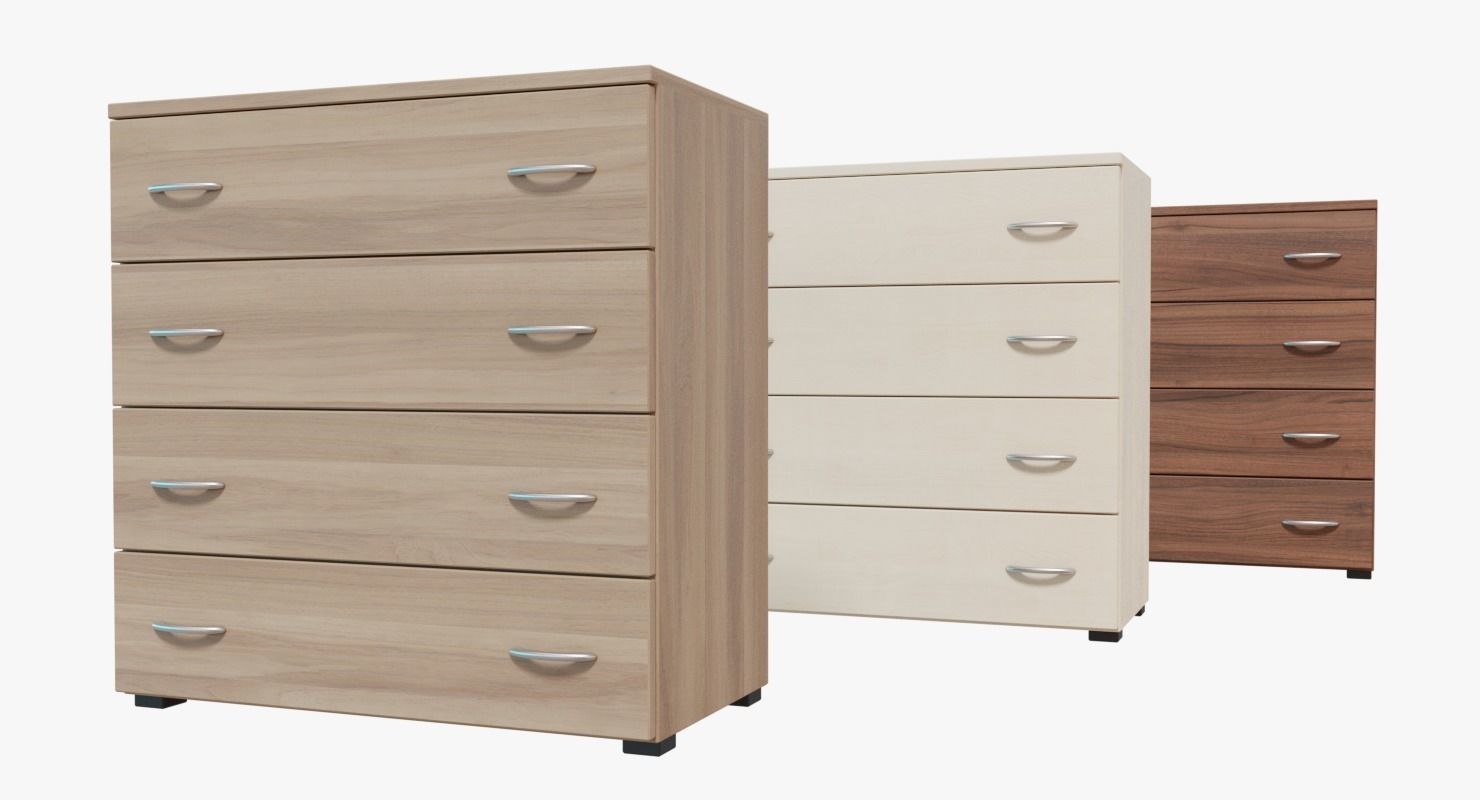 Commode three chests of drawers Low-poly 3D model_1