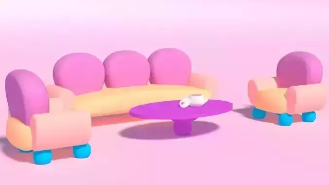 Cartoon Sofa Set LOW POLY