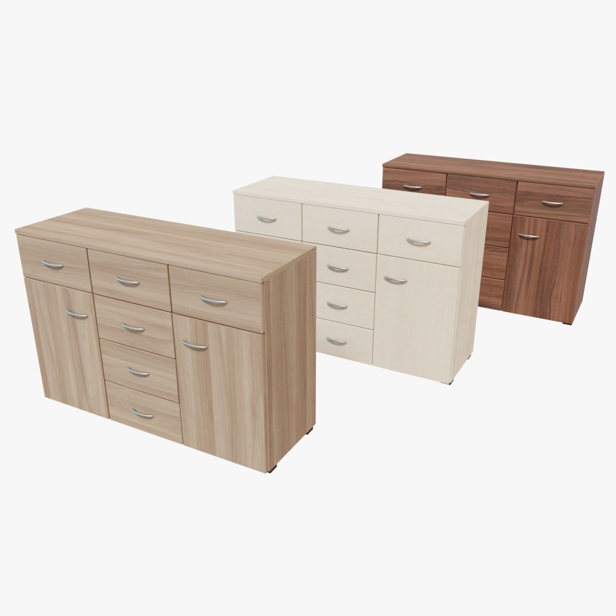 Commode three sideboards Low-poly 3D model_0