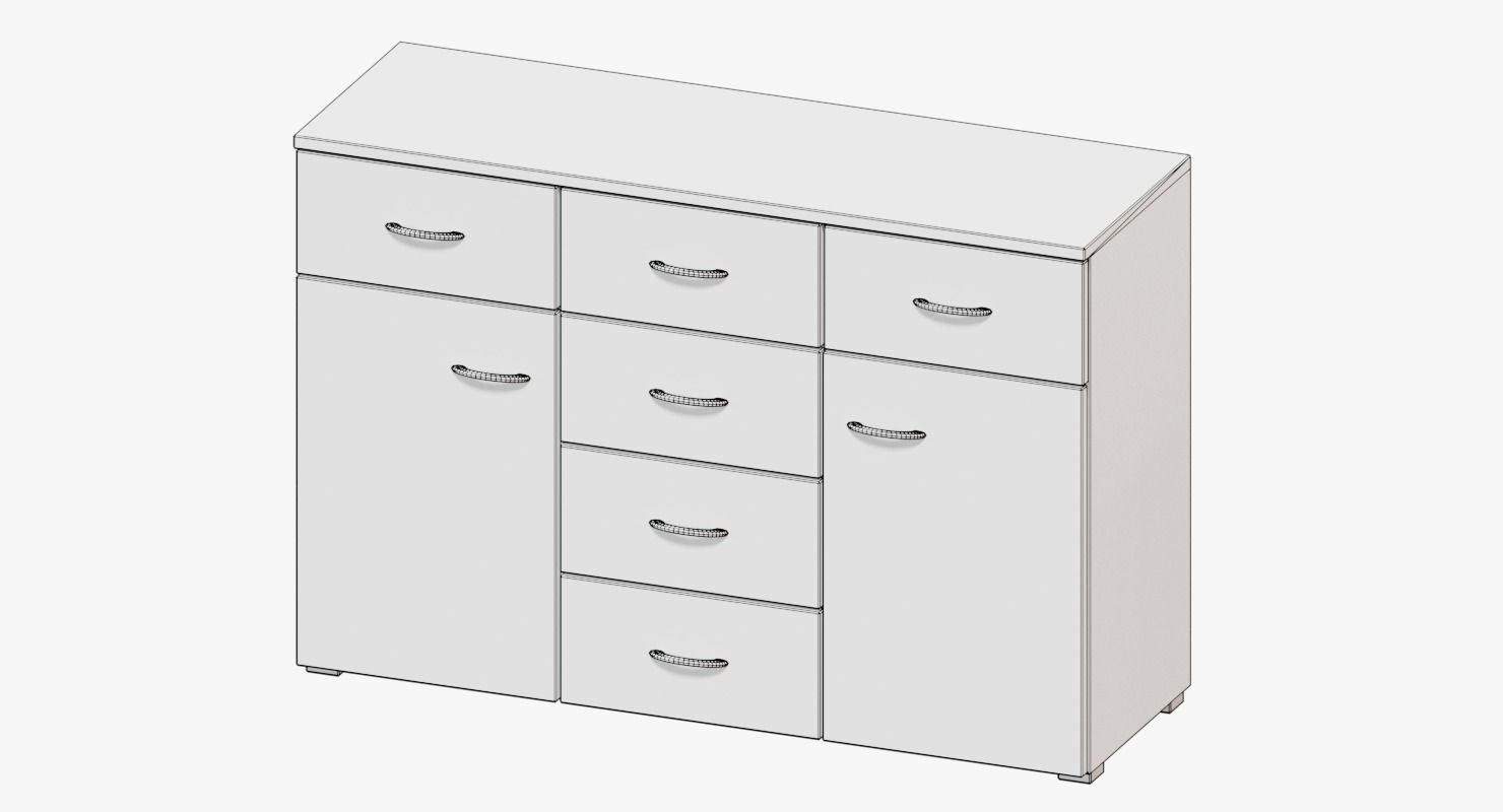 Commode three sideboards Low-poly 3D model_5