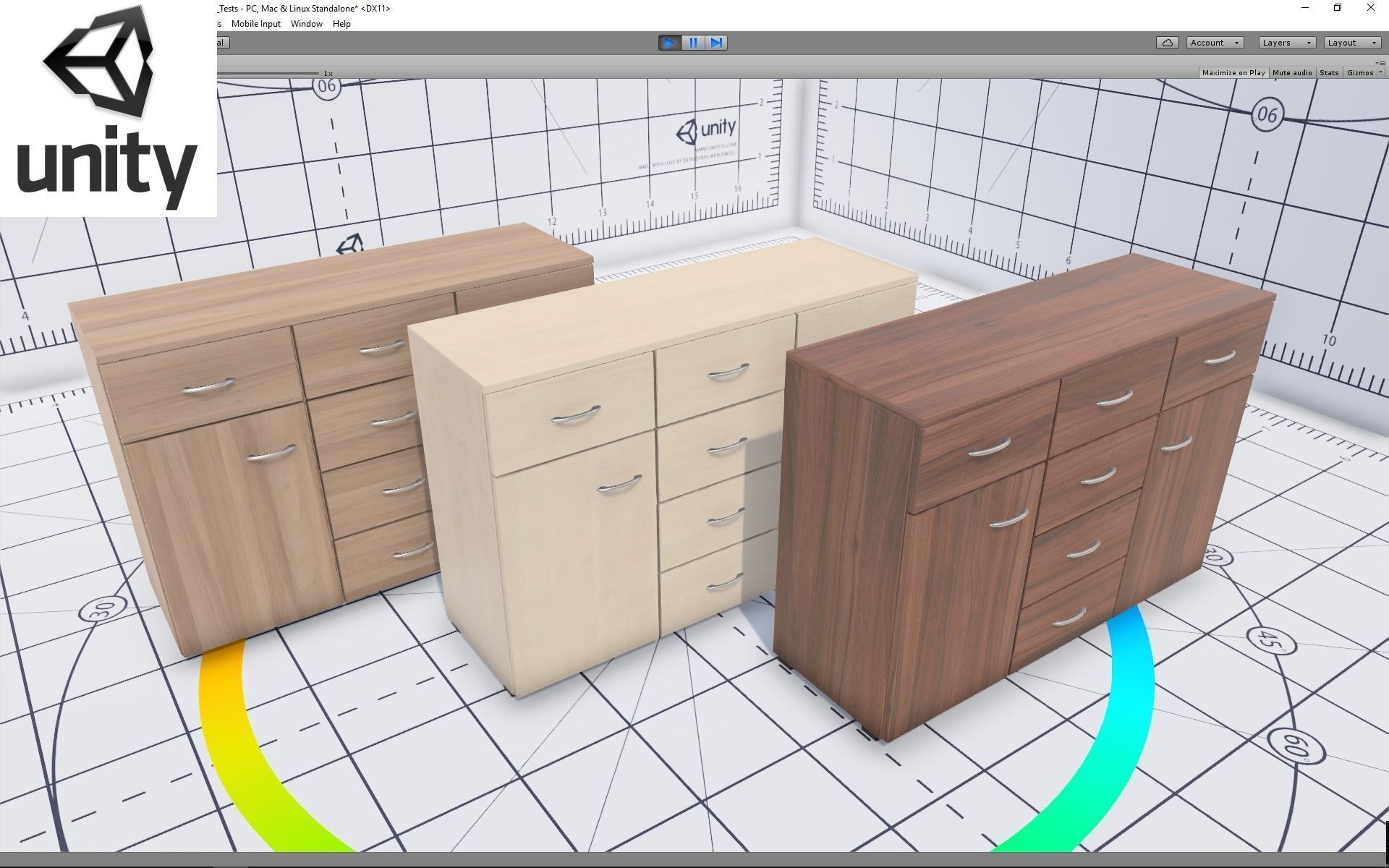 Commode three sideboards Low-poly 3D model_7