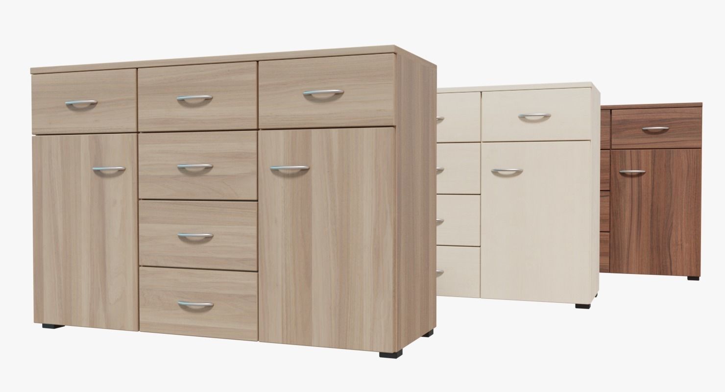 Commode three sideboards Low-poly 3D model_1