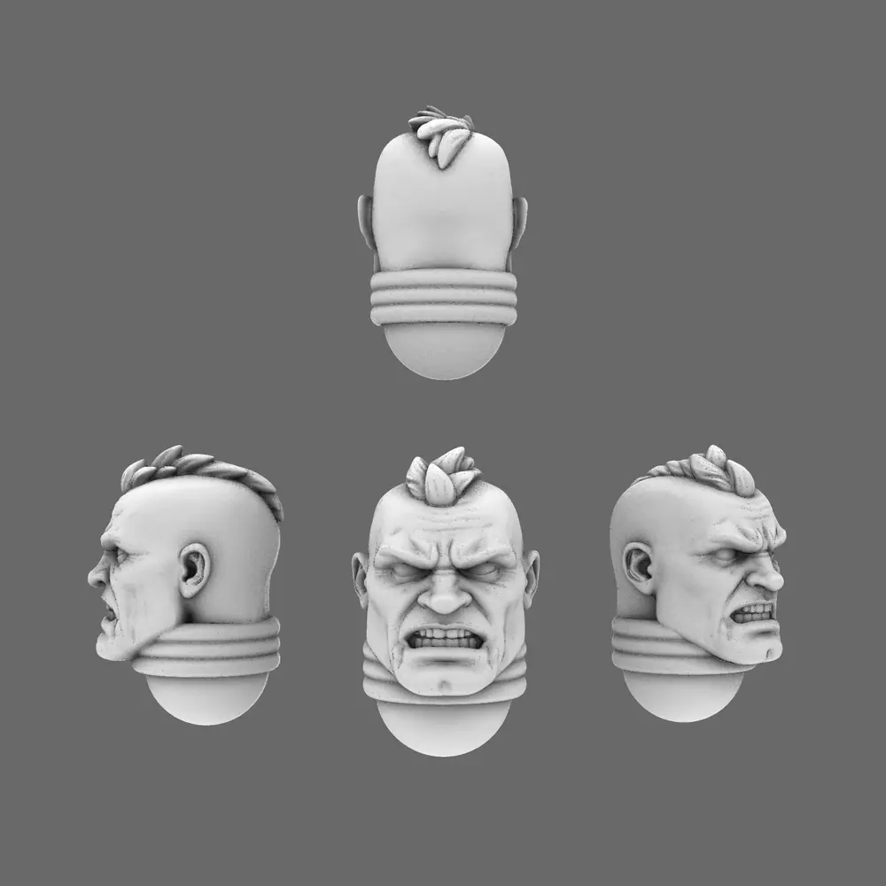 Space Knights Exposed Mohawk Heads 3D print model