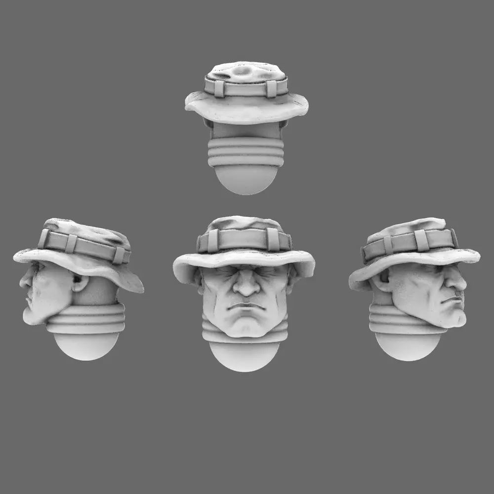 Space Knights Exposed Boonie Hat Heads 3D print model