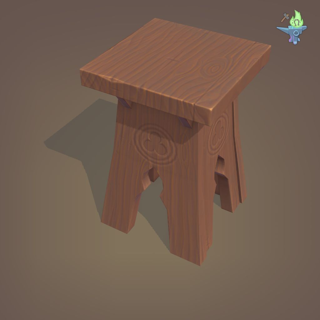 Gothic Stool Low-poly 3D model_21