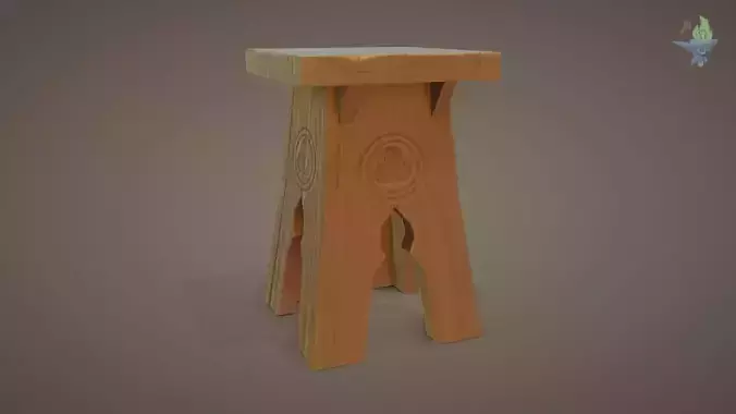Gothic Stool Low-poly 3D model Gothic Stool Low-poly 3D model